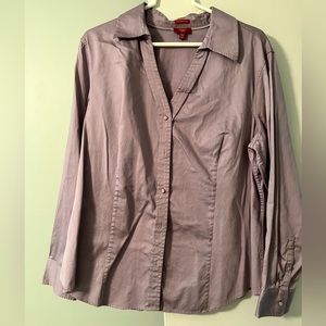 Talbots V neck Button Up stretch cotton sateen - 16W